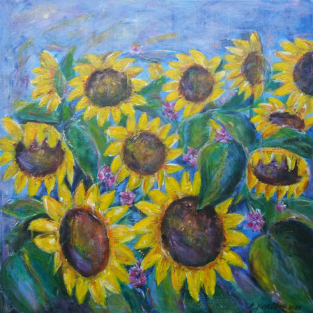 Slnečnice, 50x50 cm, akryl